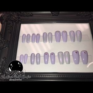 Lavender/ periwinkle coffin press on nails